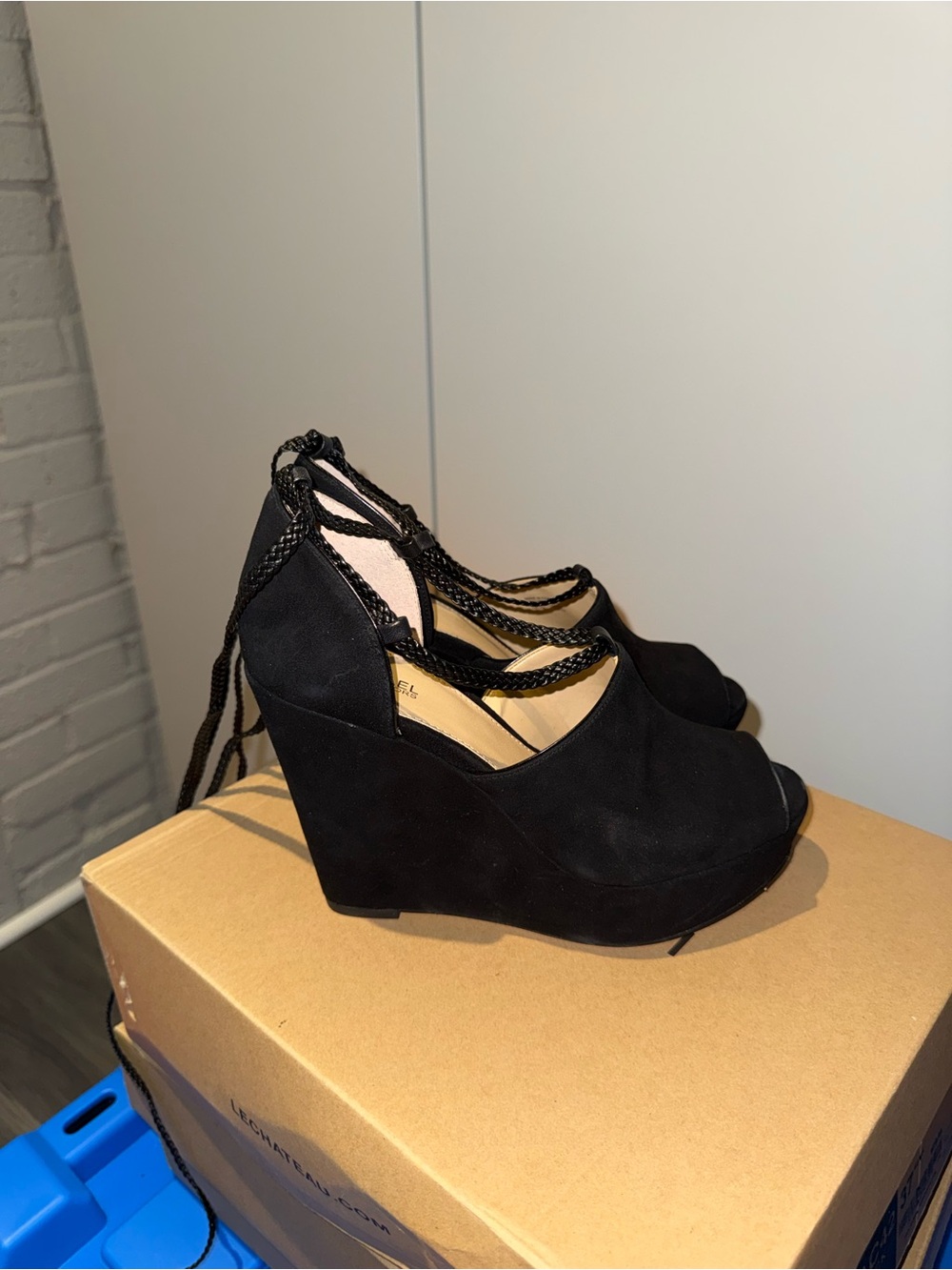MichBlack Suede Wedge Heels